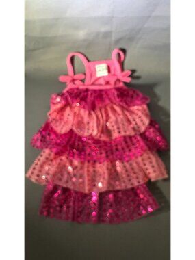 Pink Sequin Ruffled Pet Dress By Pet Spirit - Sparkly Layered Party Outfit For S